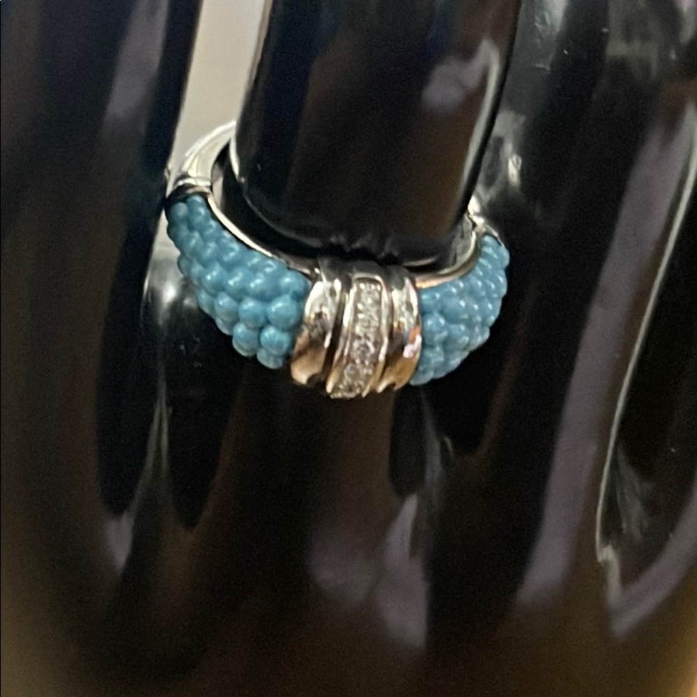 NWT, LAGOS Blue and Silver Ring with Turquoise Stone - Picture 2 of 4
